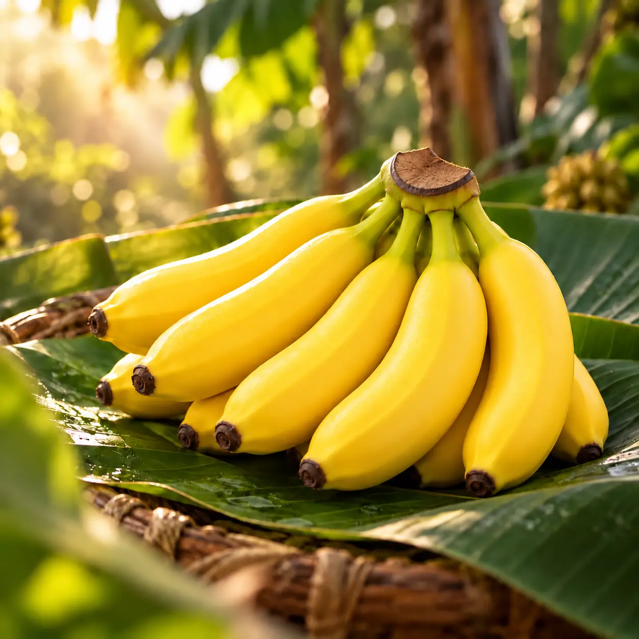 Racimo de banano orgánico de la línea Bonita Organic Bananas.